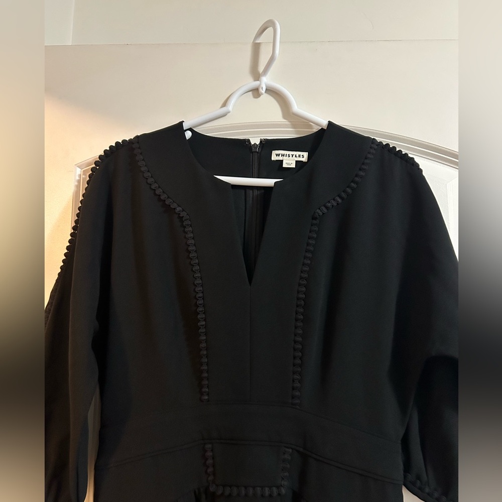 Whistles Eliza Pom-pom trim black dress‎ size 6 - Picture 4 of 9